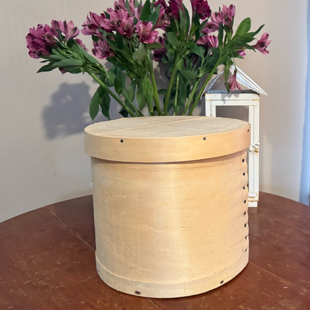 Seymour Woodenware Shaker Style Cheese Box, Round Wood Box, 11.25” across lid